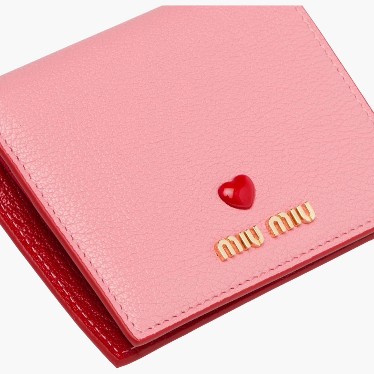 Small Madras Love leather wallet Pink Miu Miu