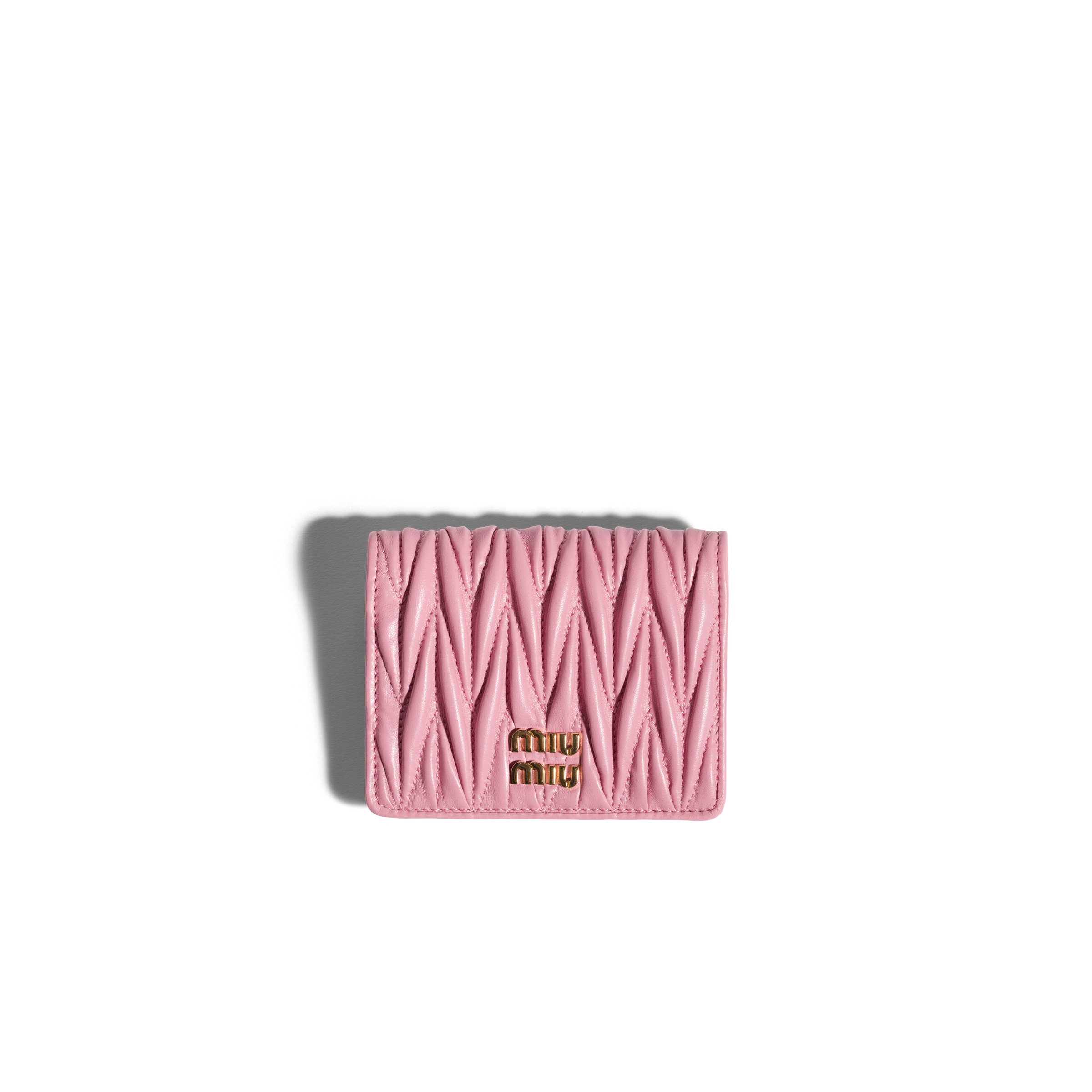 Miu Miu Small Matelassé Nappa Leather Wallet, Woman, Pink
