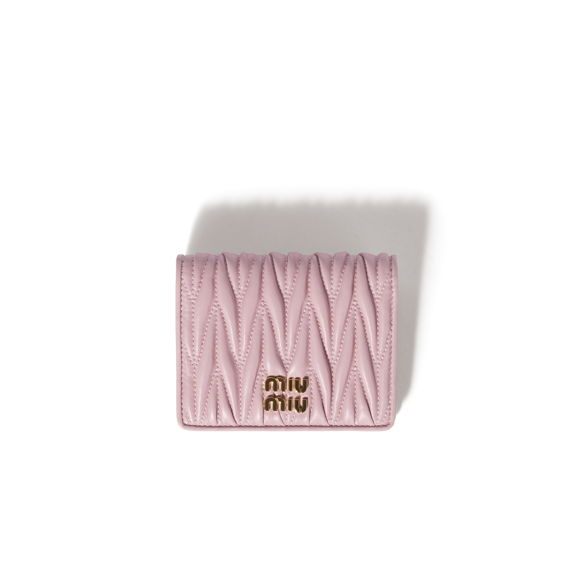 Miu Miu Small Matelassé Nappa Leather Wallet, Woman, Alabaster Pink