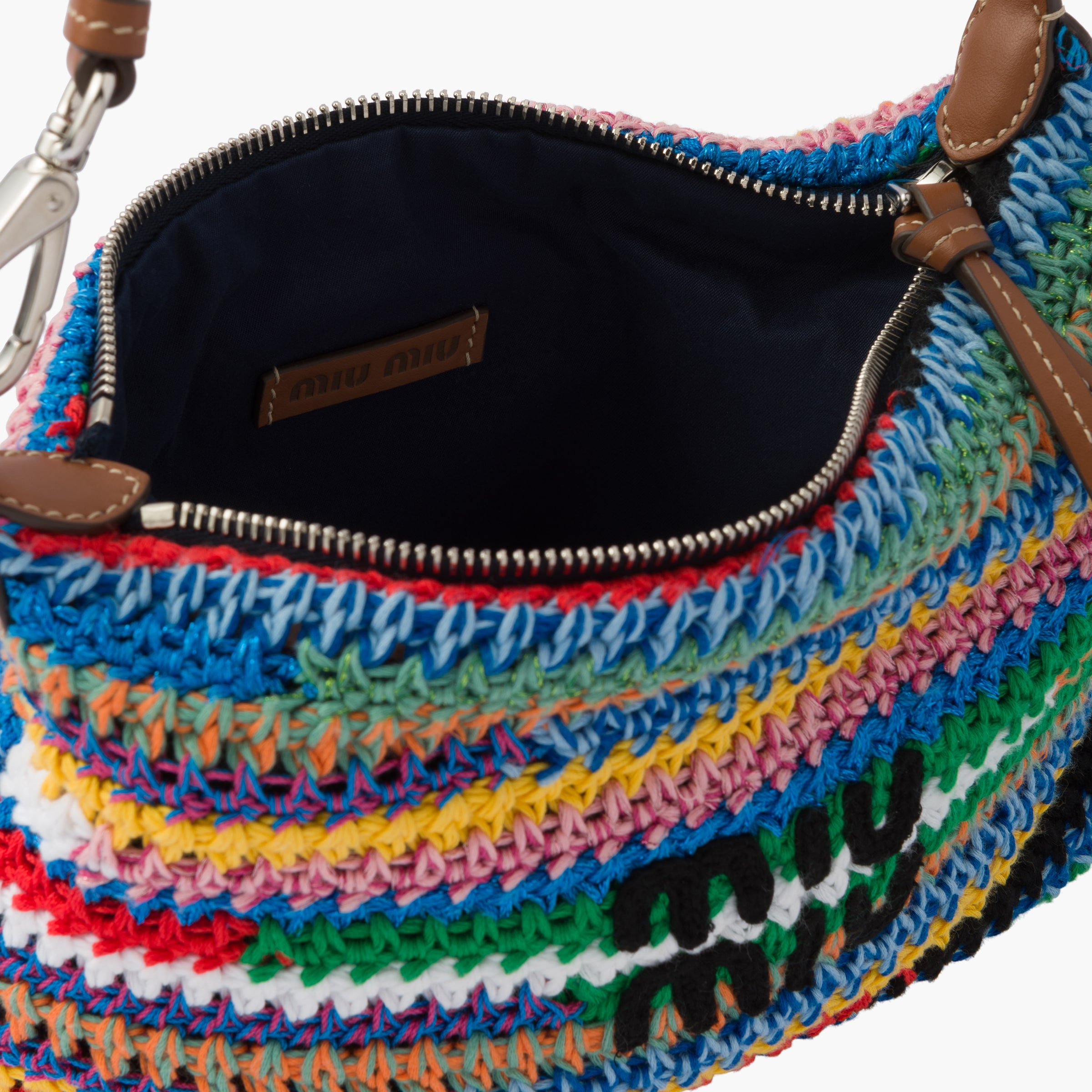 Multicolored Crochet pouch | MIU MIU