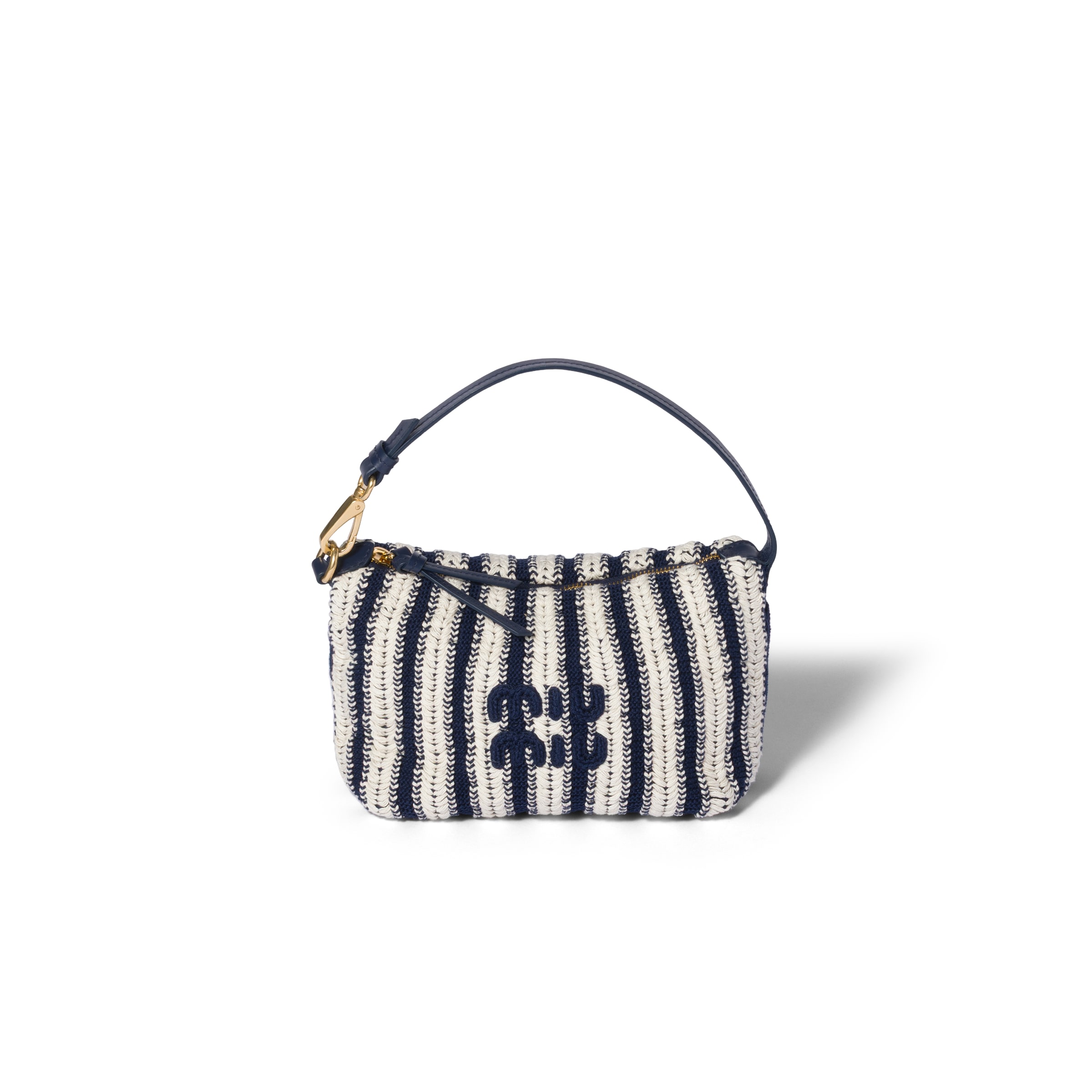 Miu Miu Pouch De Croché Y Piel, Mujer, Azul/blanco Calizo