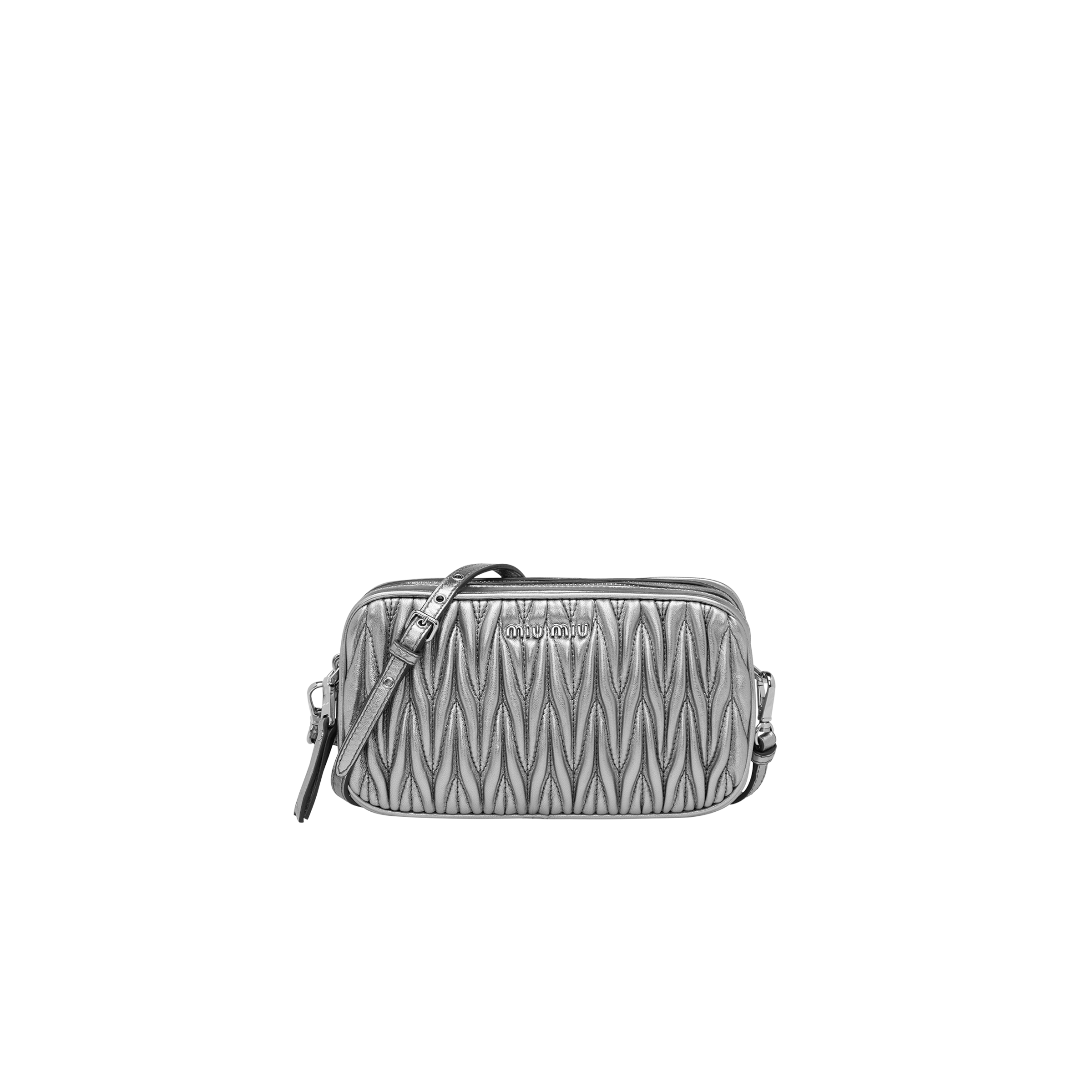マテラッセレザー ポーチ シルバー Miu Miu