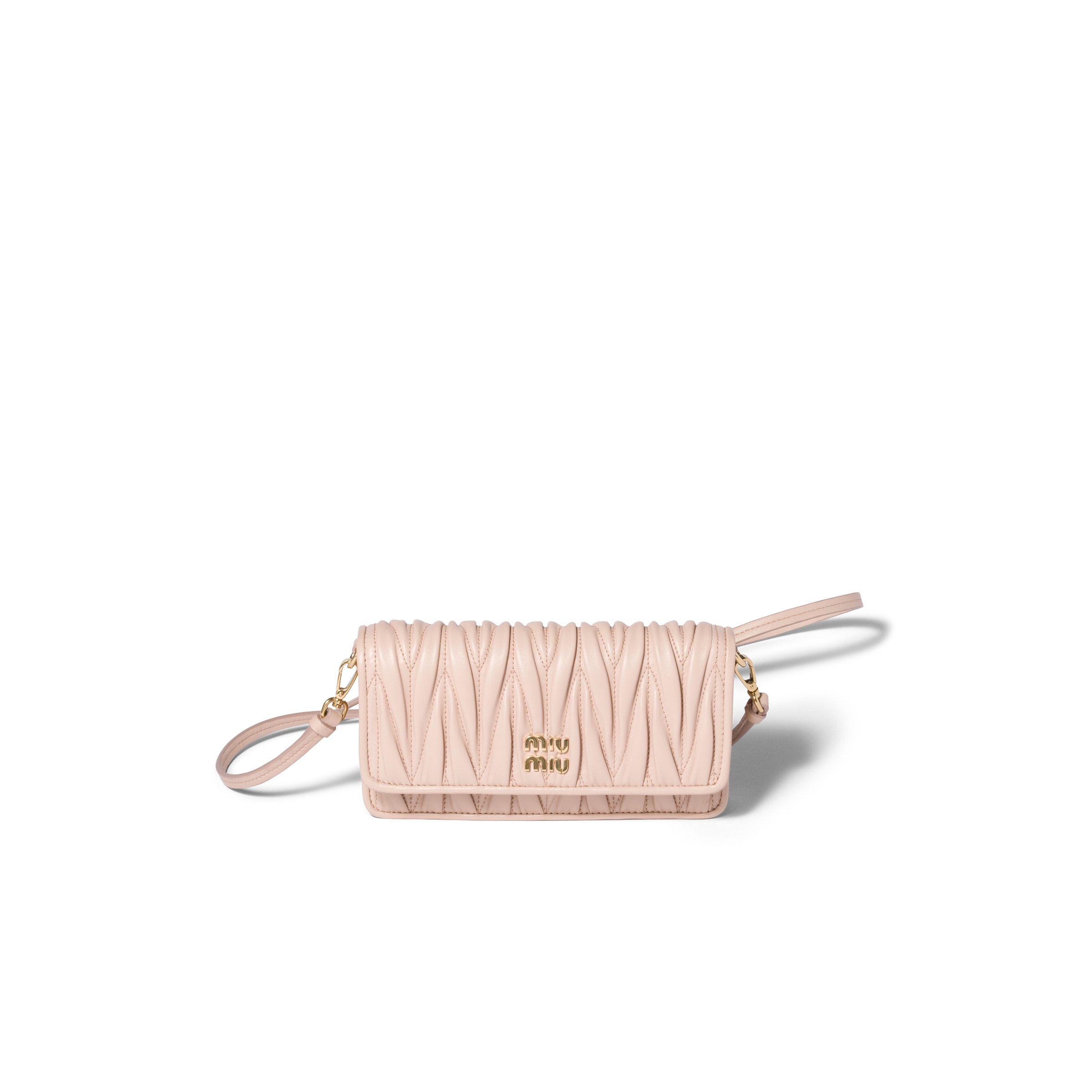 Miu Miu Matelassé Nappa Leather Pouch In Pink