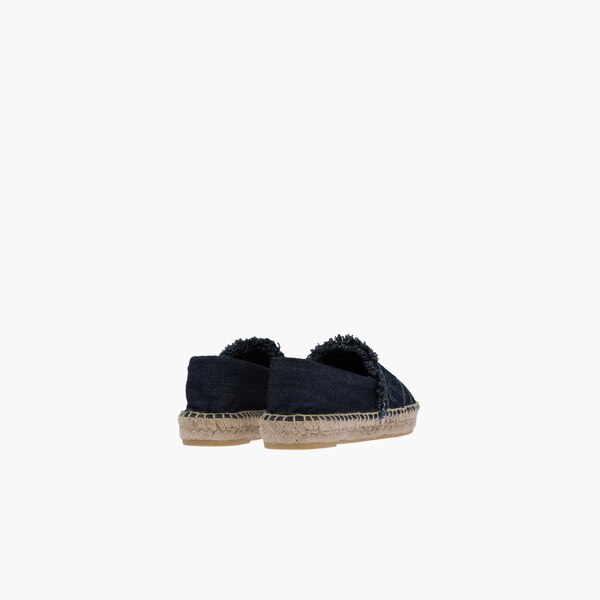 Espadrille Em Denim Com Bordas Sem Acabamento Azul Miu Miu
