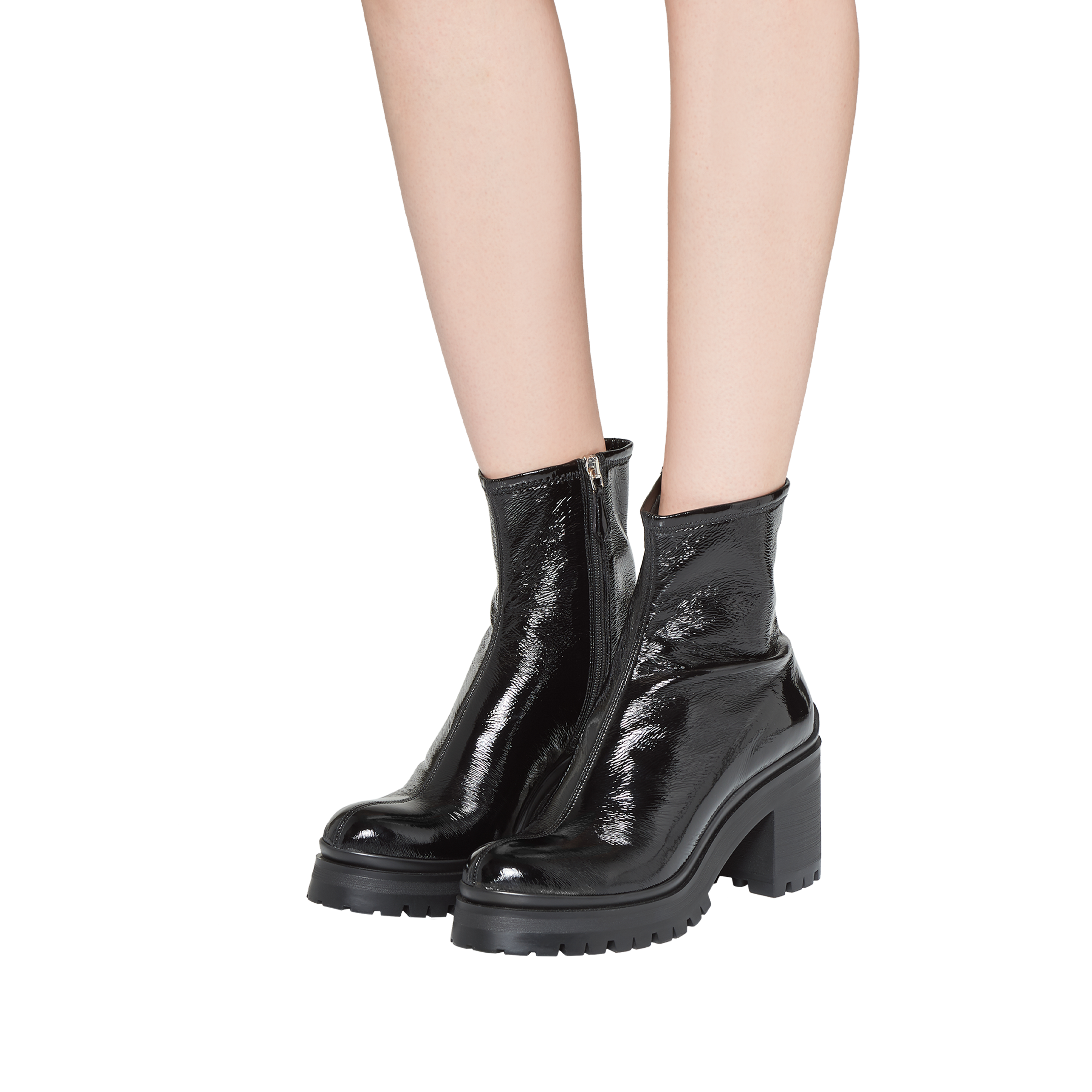 black fabric boots