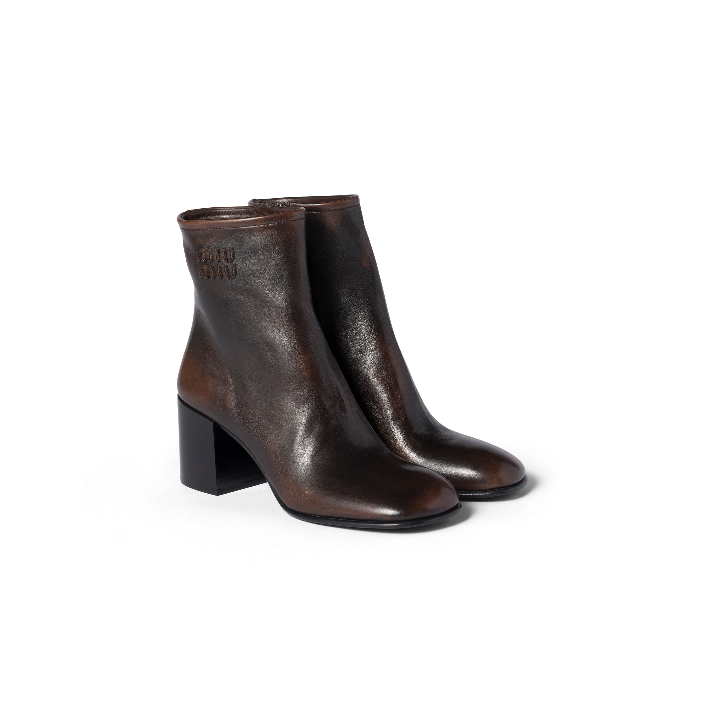 Miu Miu Tronchetti In Vitello Fumé, Donna, Moro, Taglia 38