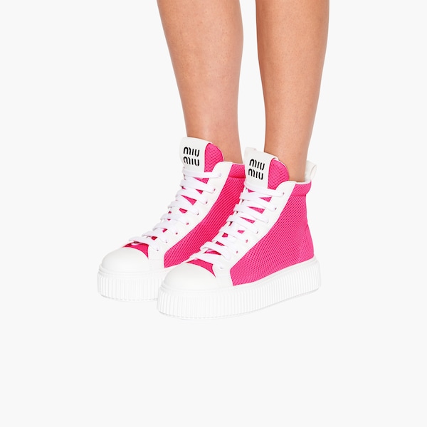Mesh Flatform High Top Sneakers Fluo Miu Miu