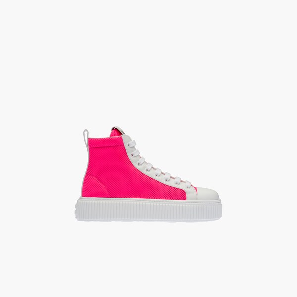 Sneakers alte a rete con platform Fluo | Miu Miu
