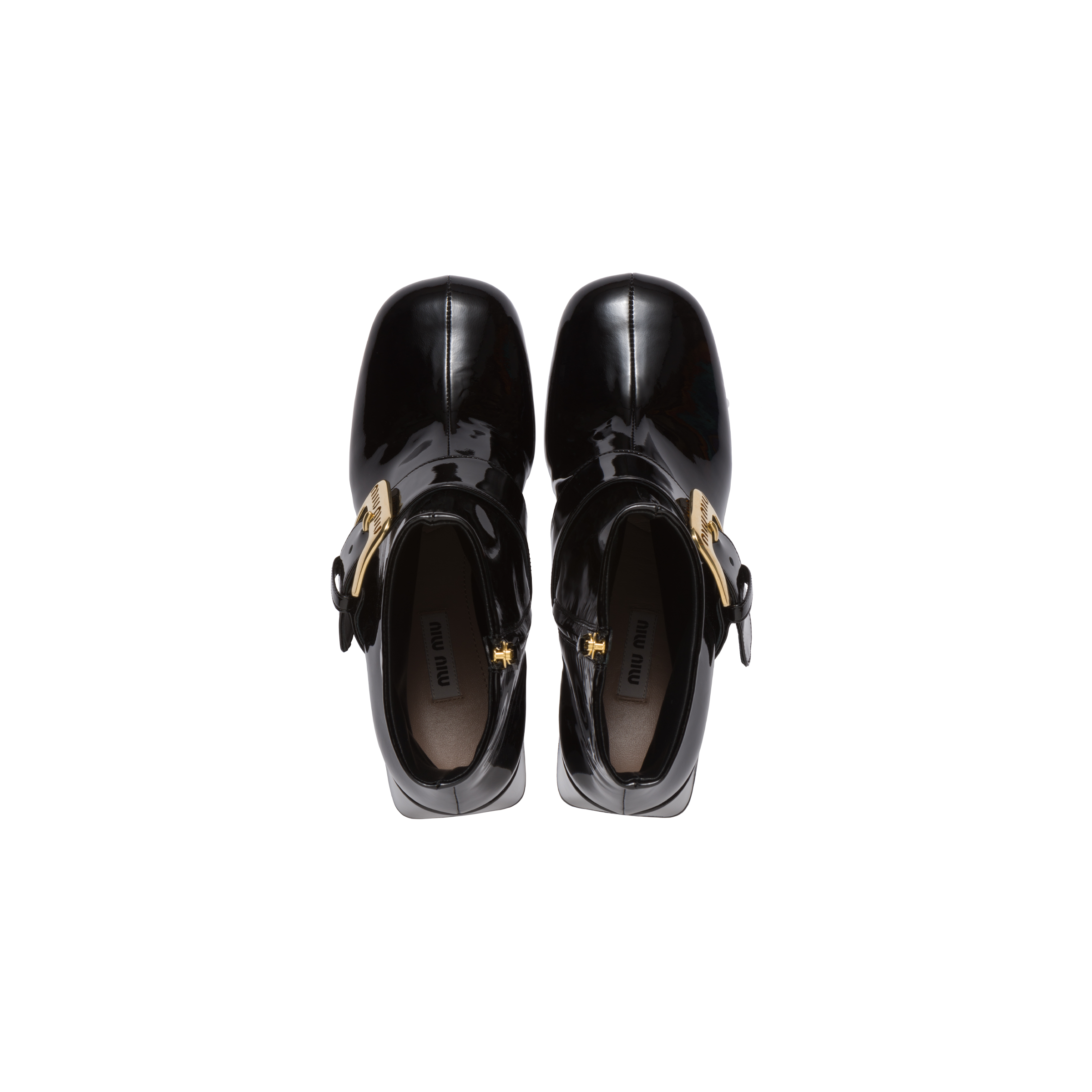 Black Patent Leather Booties Miu Miu