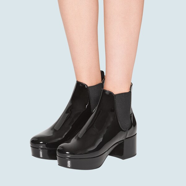miu miu patent leather ankle boots
