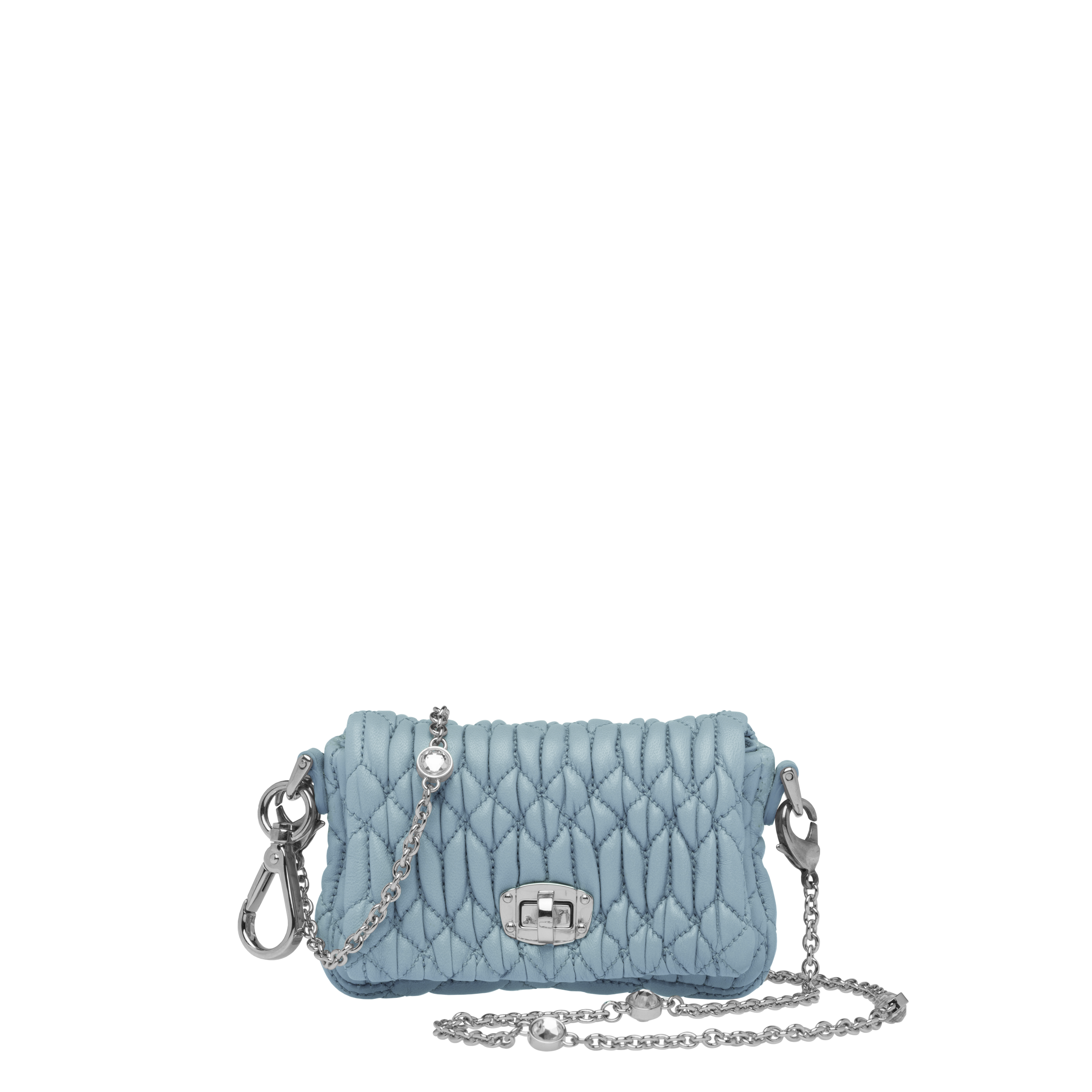 Miu Crystal cloqué nappa leather minibag Navy Miu Miu