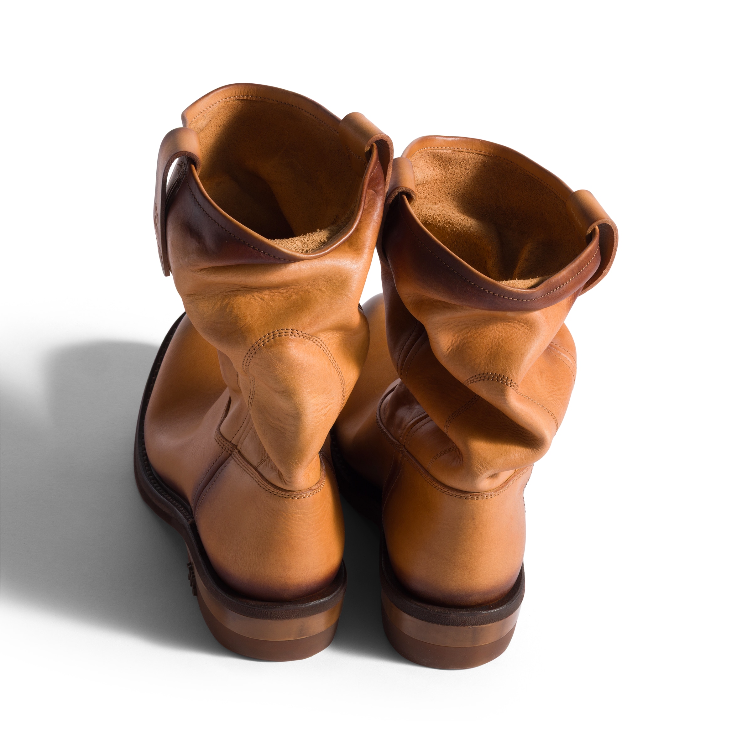 Miu Miu Leather Ankle Boots Round Toe Pull Tab In Brown