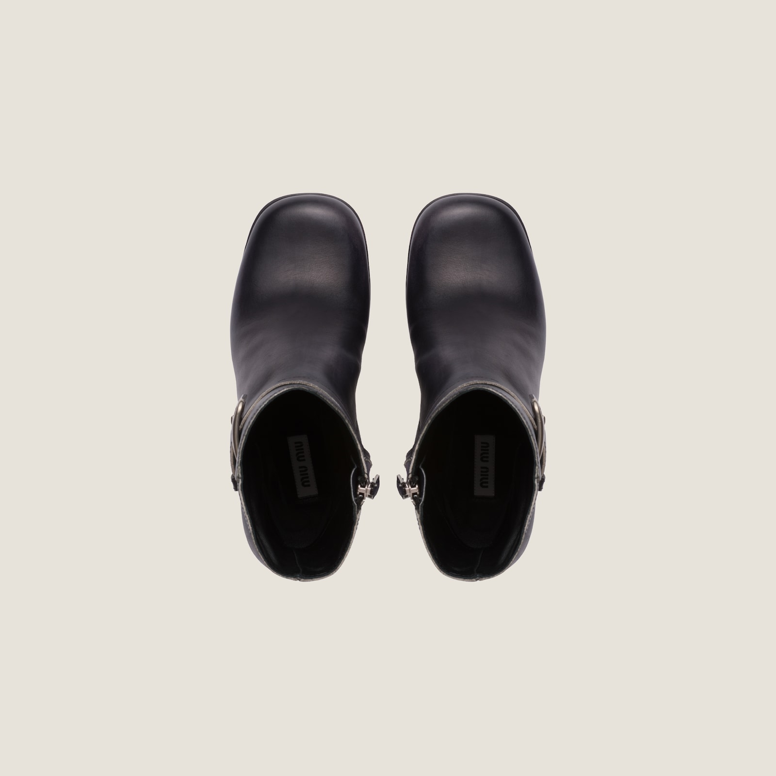 MIUMIU 26S PLATFORM HIGH-HEEL BOOTS 50MM IN BLACK GLOSSY CALFSKIN main image 1