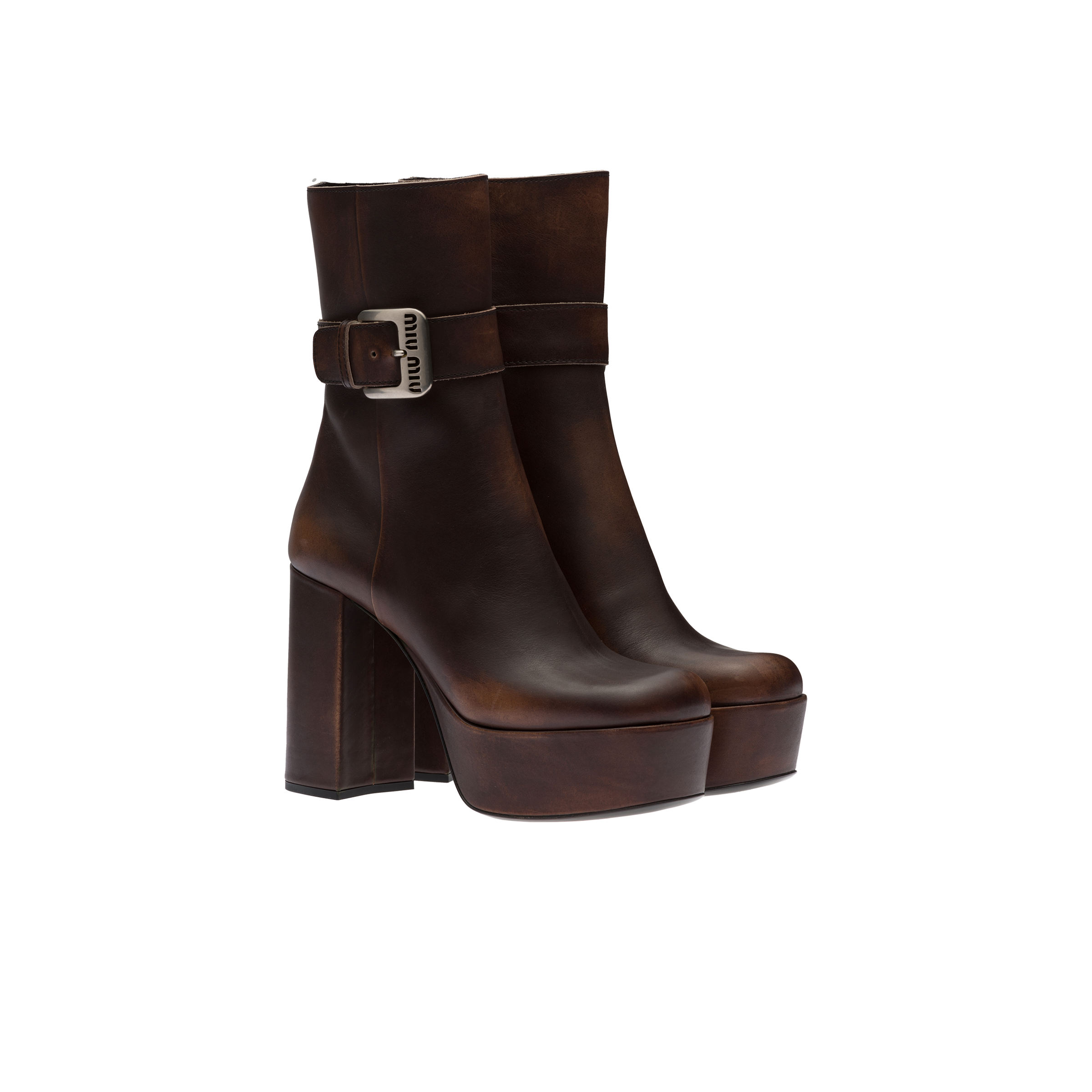 Leather platform booties