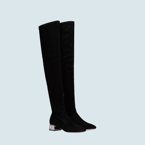 stretch suede over the knee boots