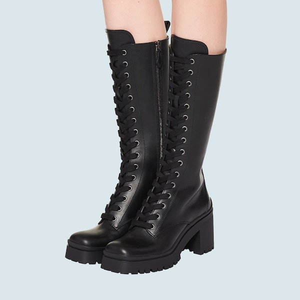 Laced leather boots | Miu Miu 