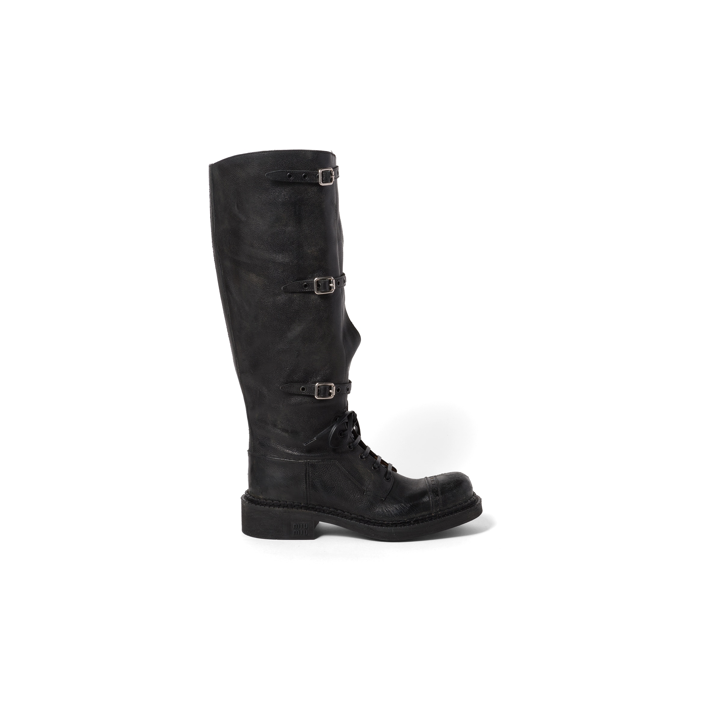 Miu Miu Multi-buckle Leather Boots In Black