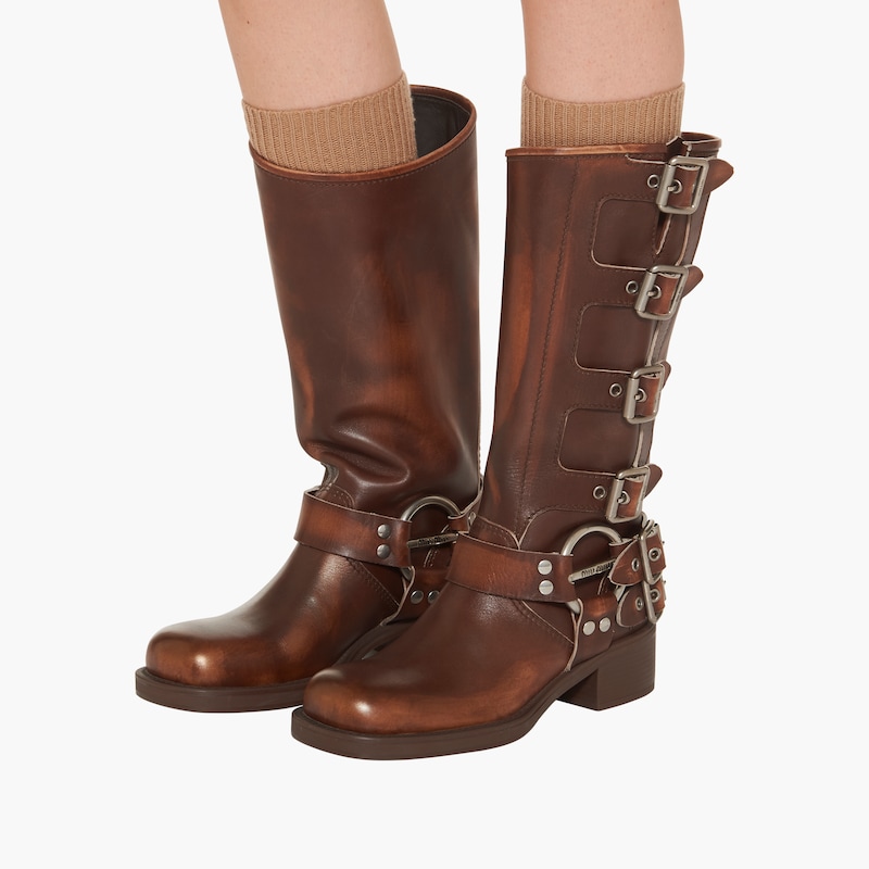 Leather biker boots Sienna MIU MIU