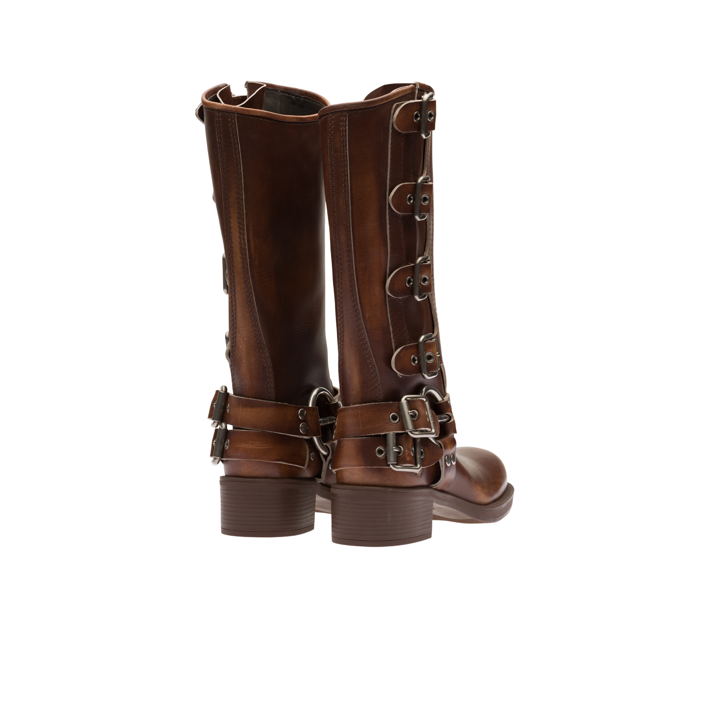 Sienna Leather Biker Boots Miu Miu