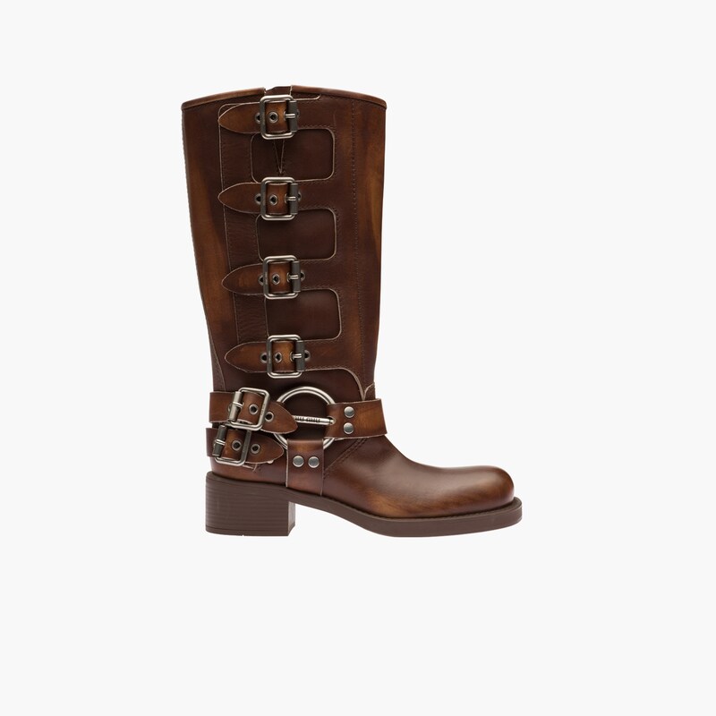 Leather biker boots Sienna MIU MIU