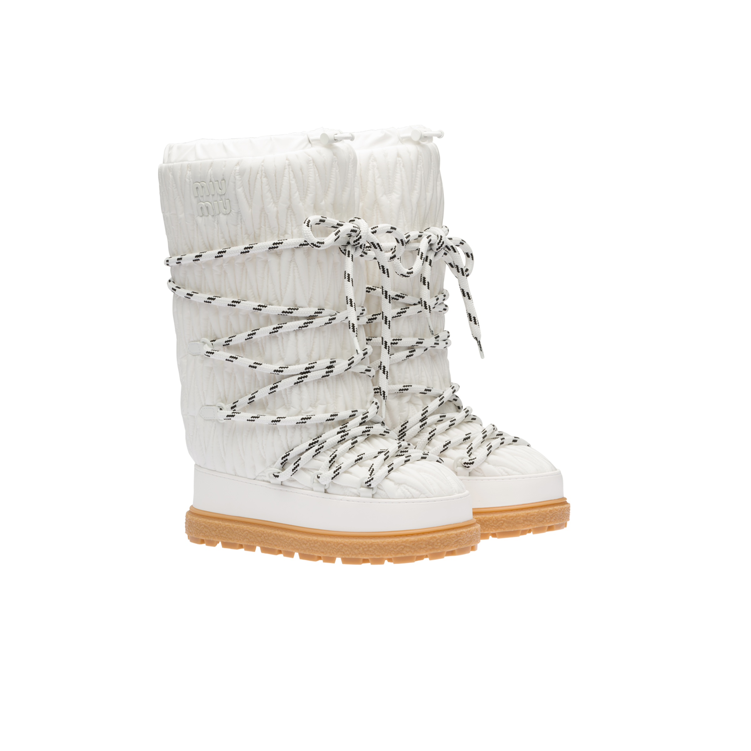 White Recycled Nylon Apr s ski Boots Miu Miu