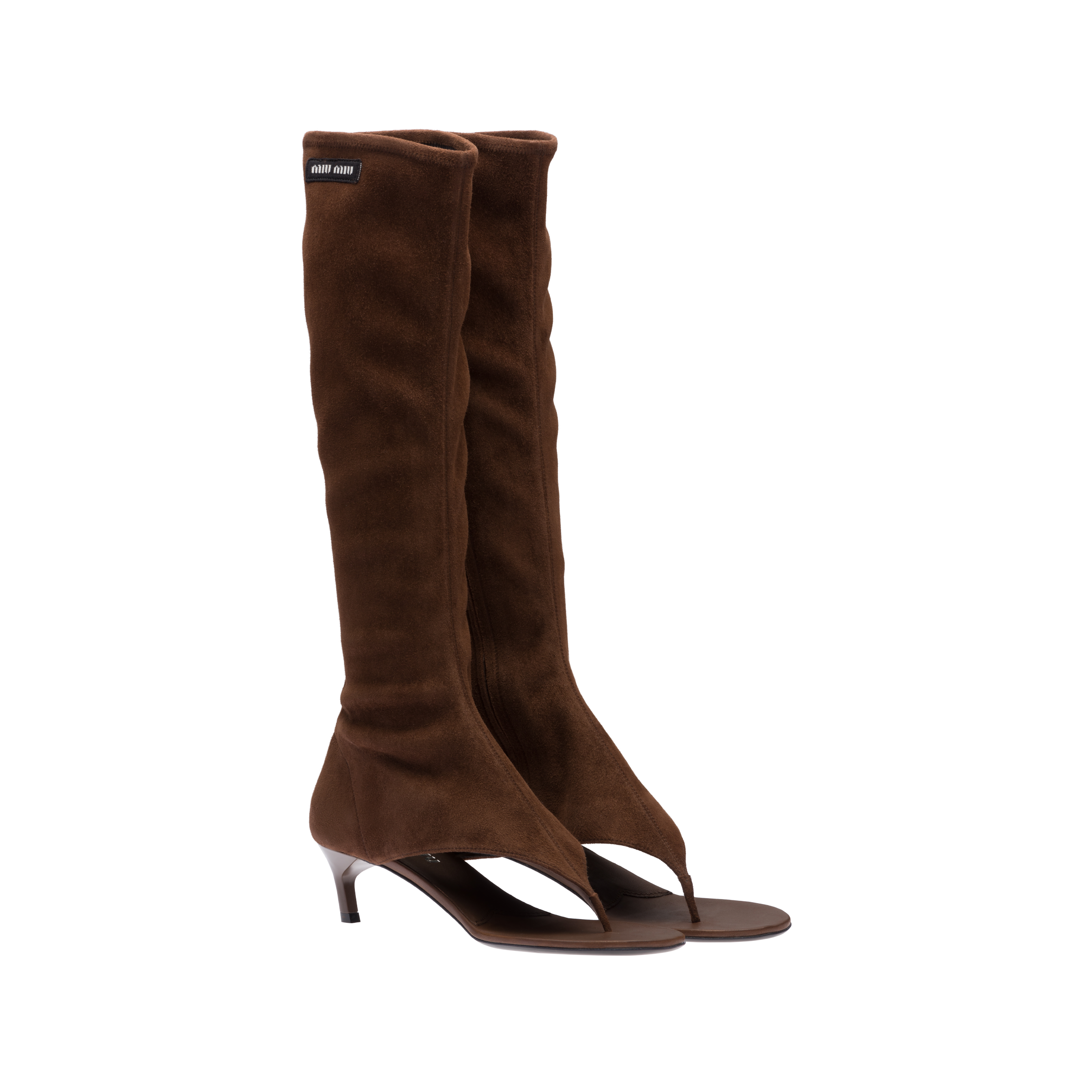 Bottes tongs en suède Marron cacao Miu Miu