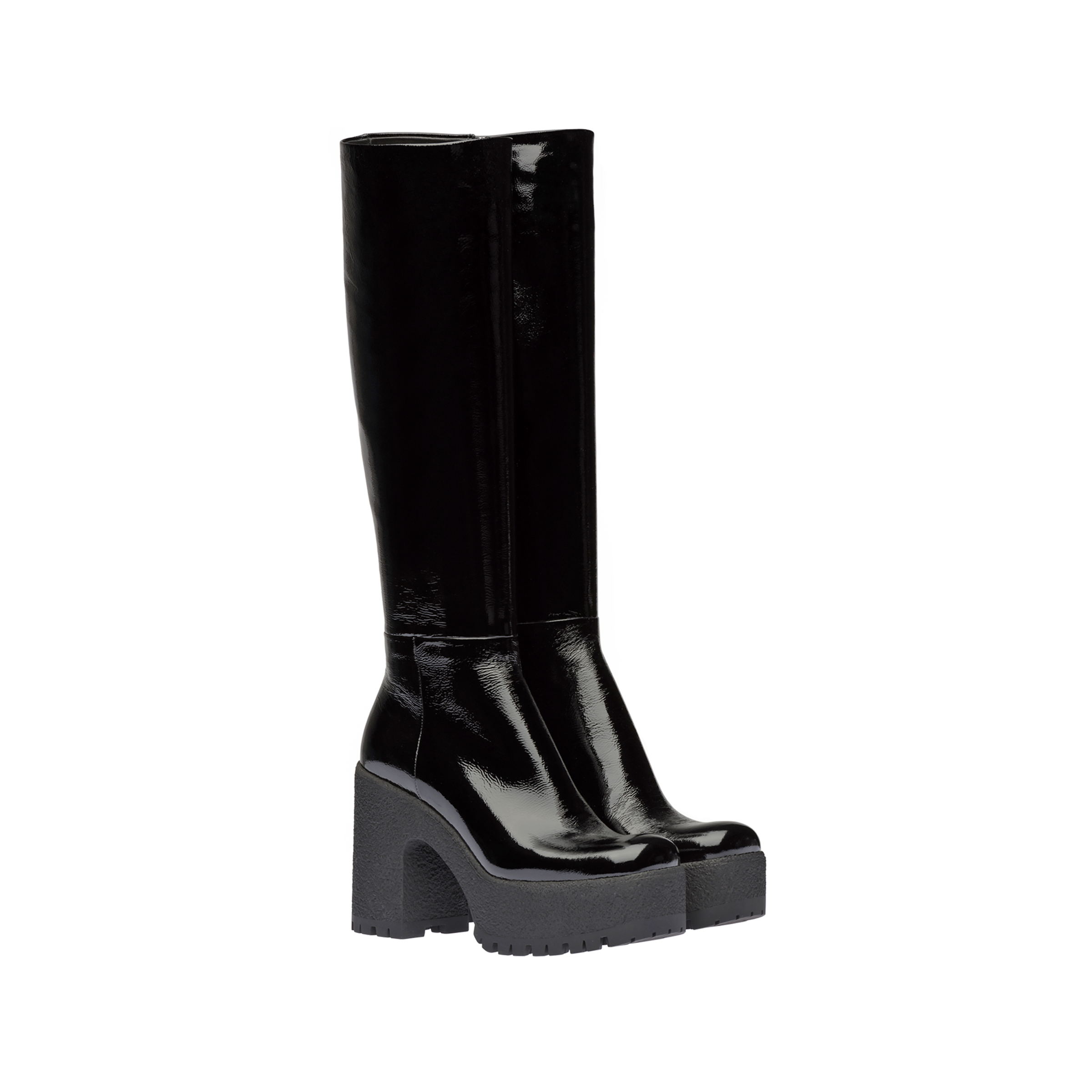 Patent leather platform boots Black Miu Miu