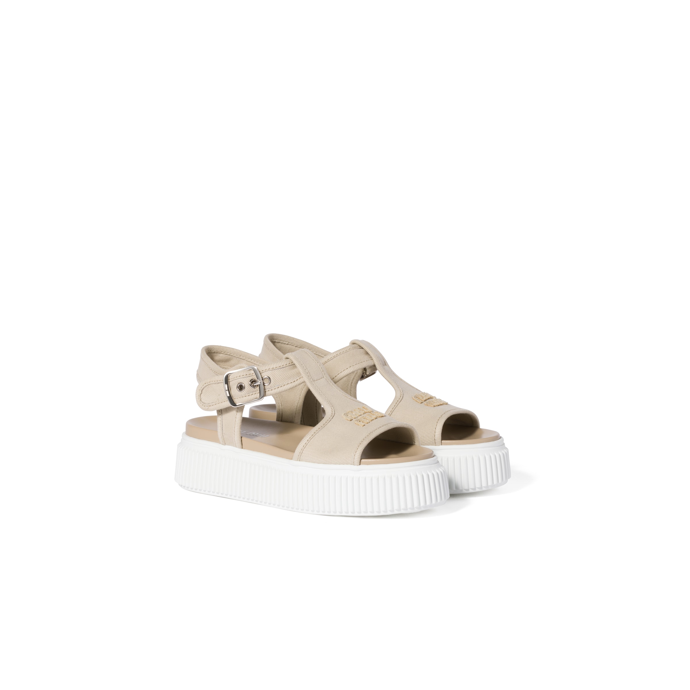 Miu Miu Sandali Flatform In Denim, Donna, Coloniale, Taglia 38,5