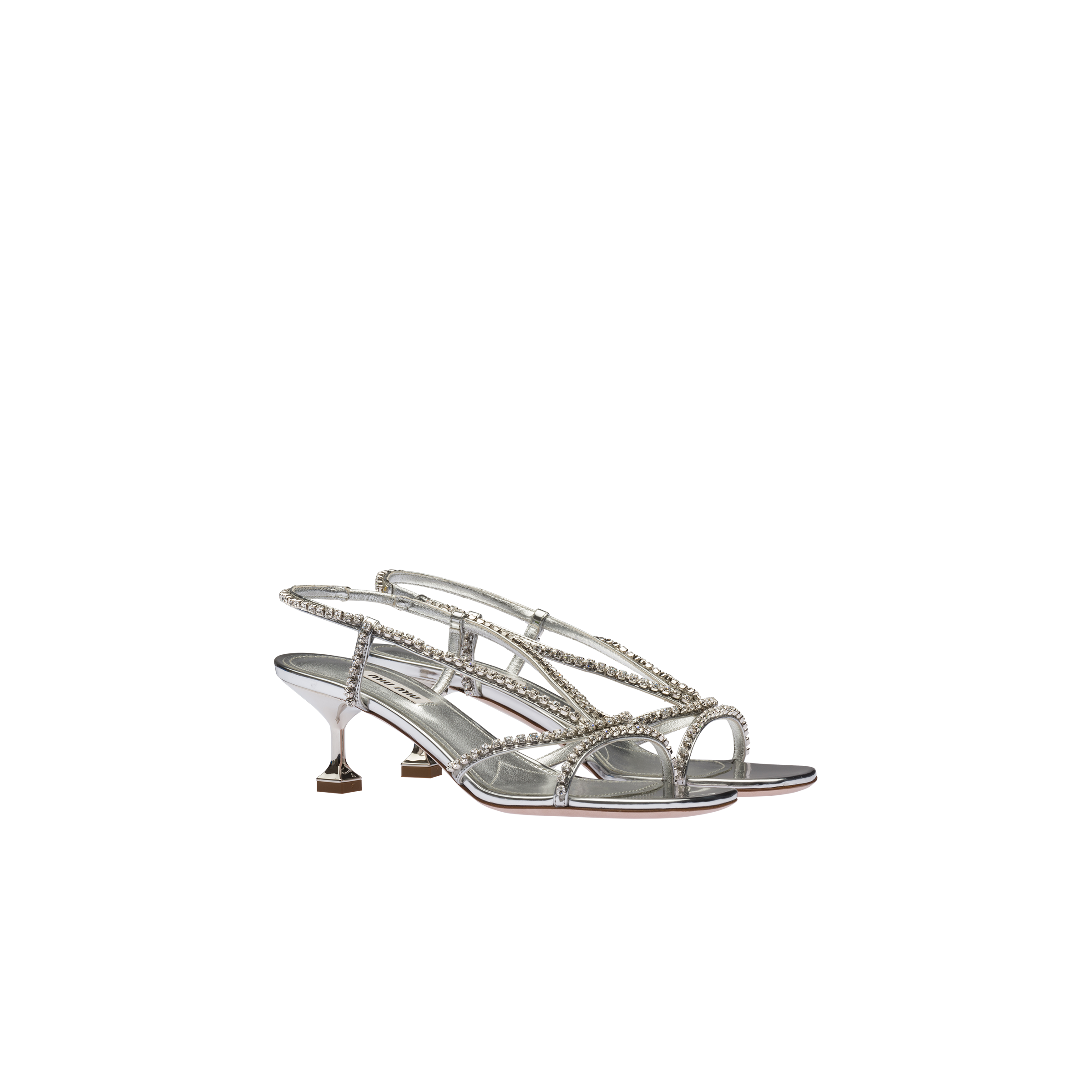 Miu Miu Metallic Technical Fabric Sandals In Silver