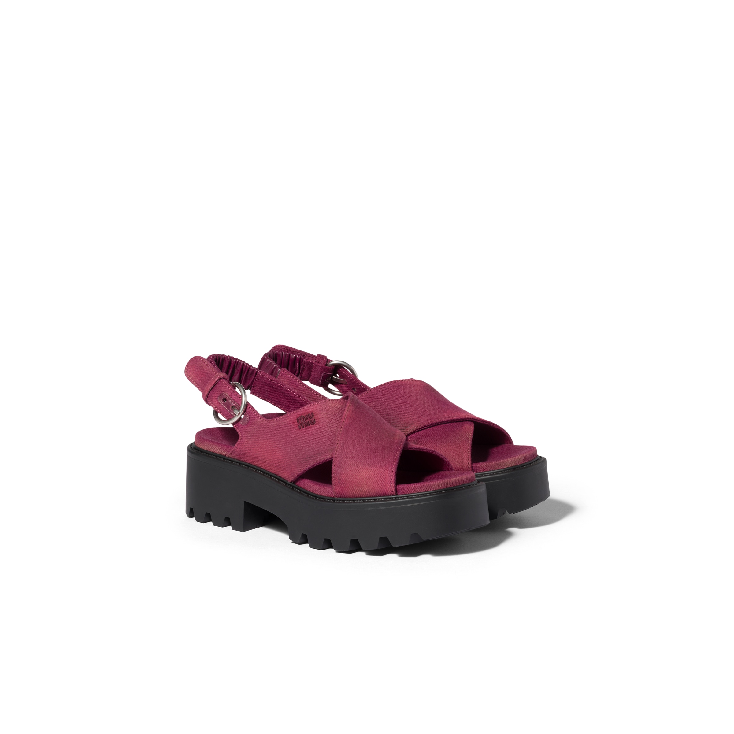 Miu Miu Sandalias De Gabardina, Mujer, Bermellón, Talla 36