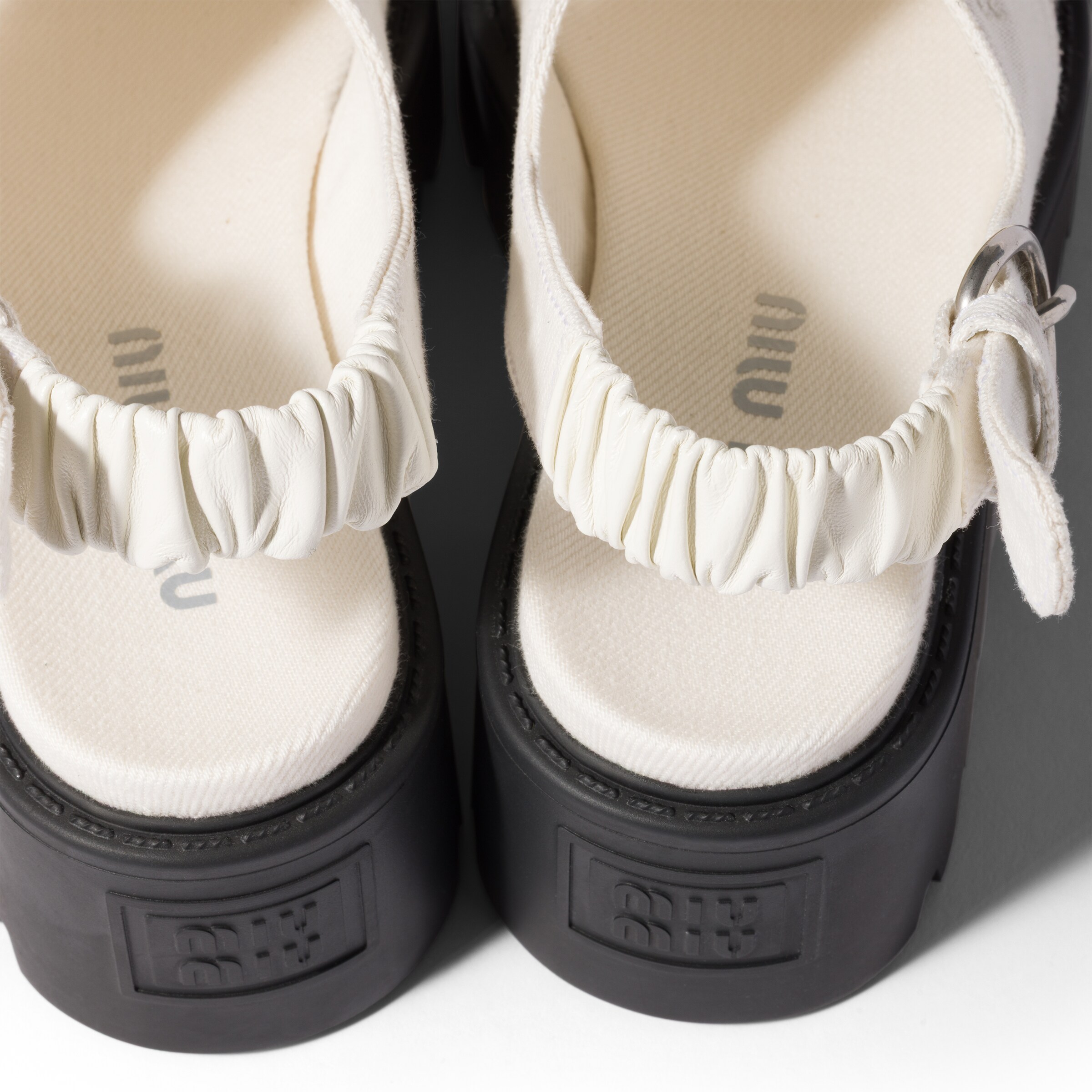 Miu Miu Platform Slingback Sandals In White