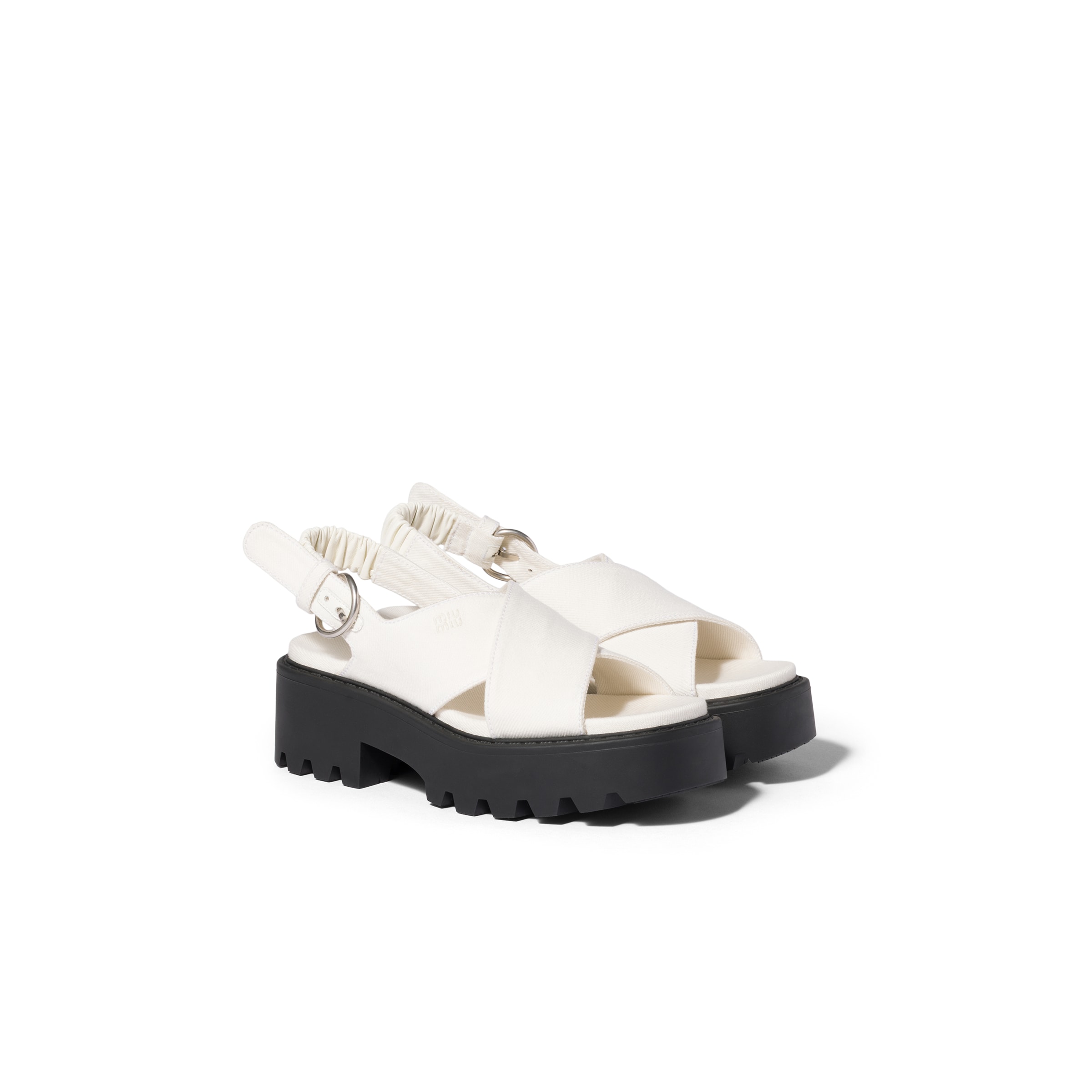 Miu Miu Sandalias De Gabardina, Mujer, Marfil, Talla 39,5