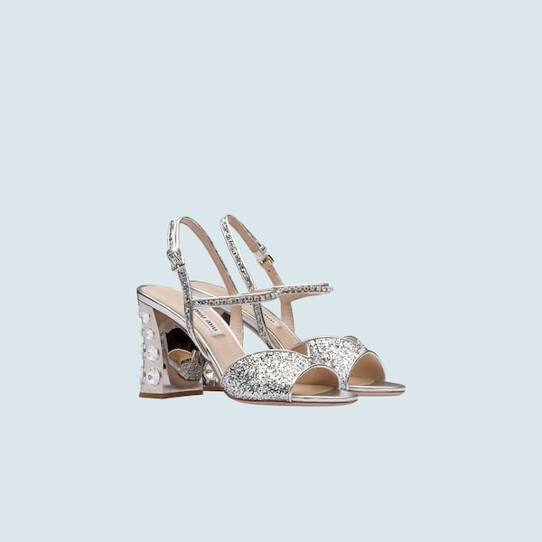 glitter sandals heels