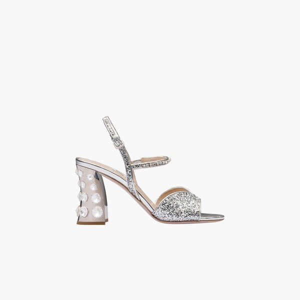 Glitter Sandals Silver Miu Miu