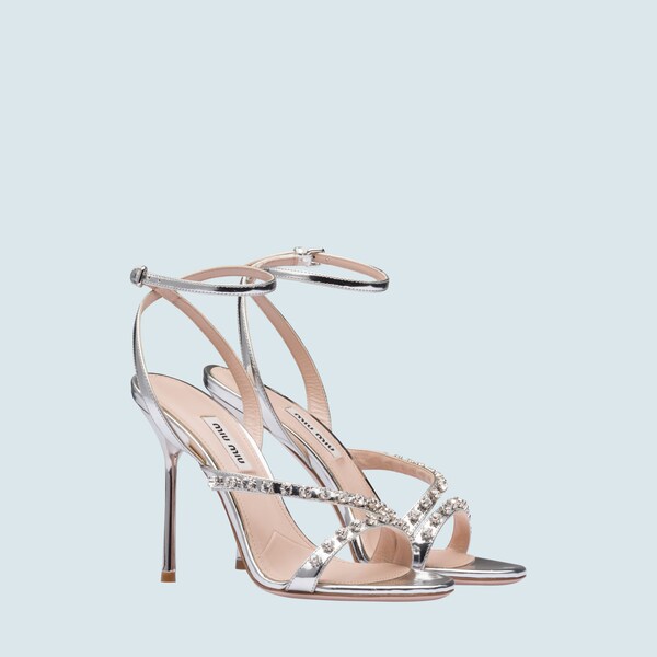 miu miu metallic leather sandals