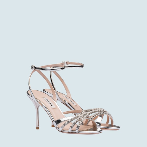 miu miu metallic leather sandals