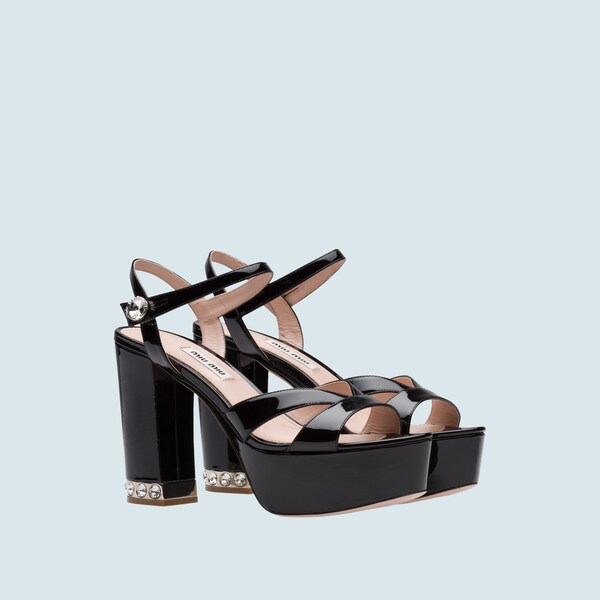 Patent leather platform sandals | Miu 