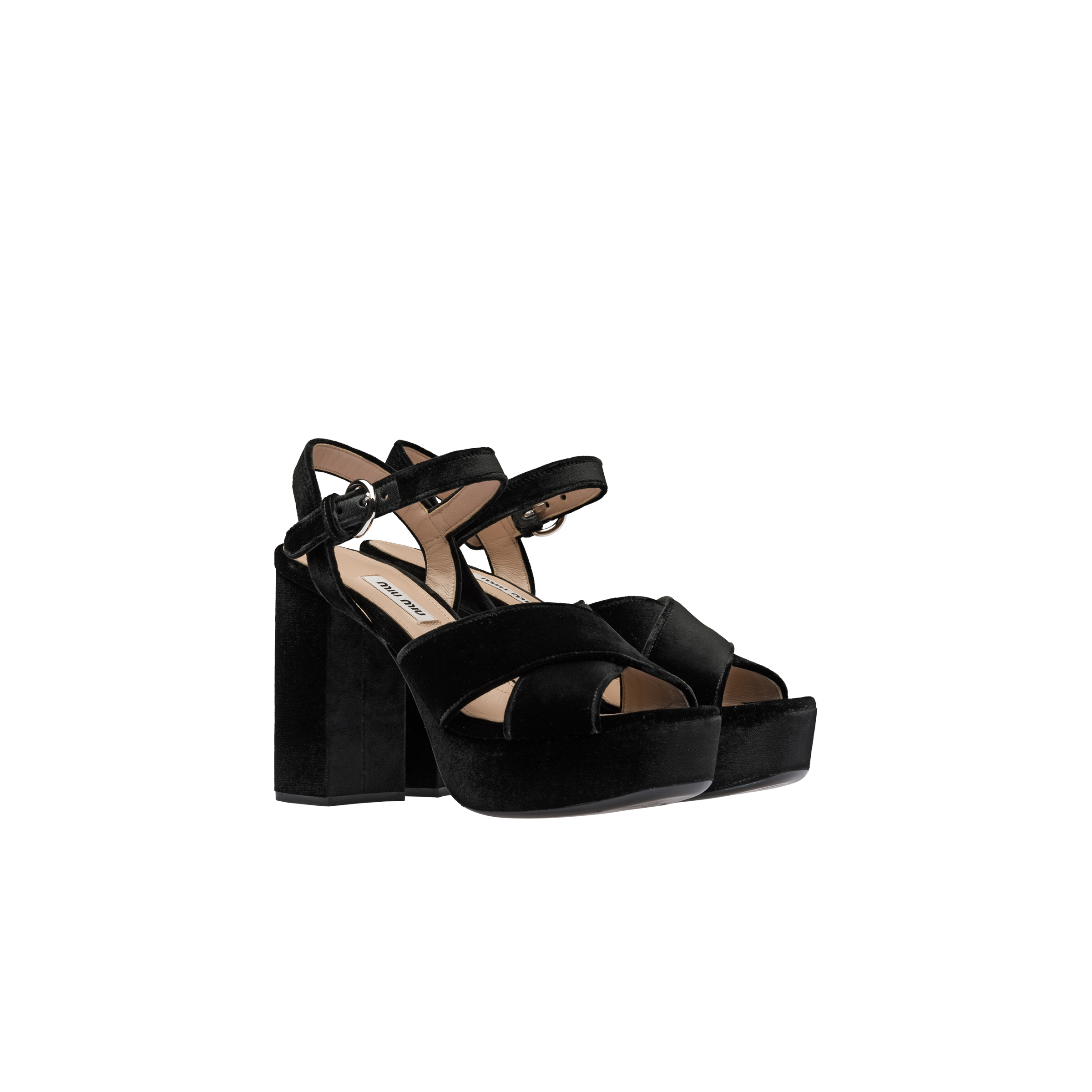 Miu miu hotsell velvet platform sandals