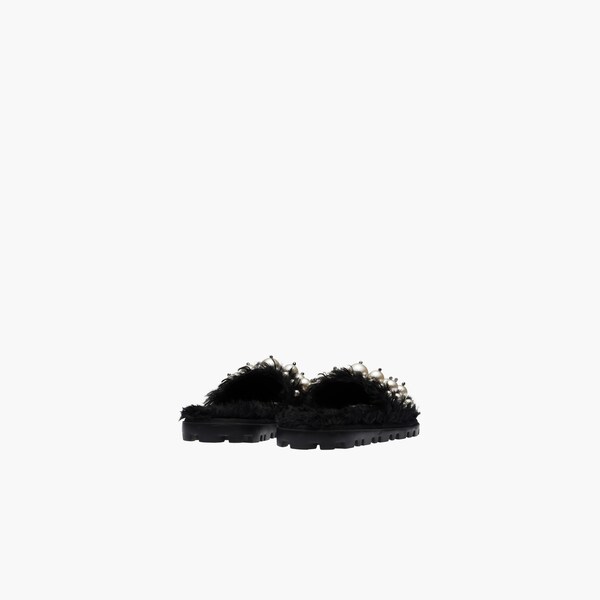 Sandalias en mohair con perlas Negro | Miu Miu