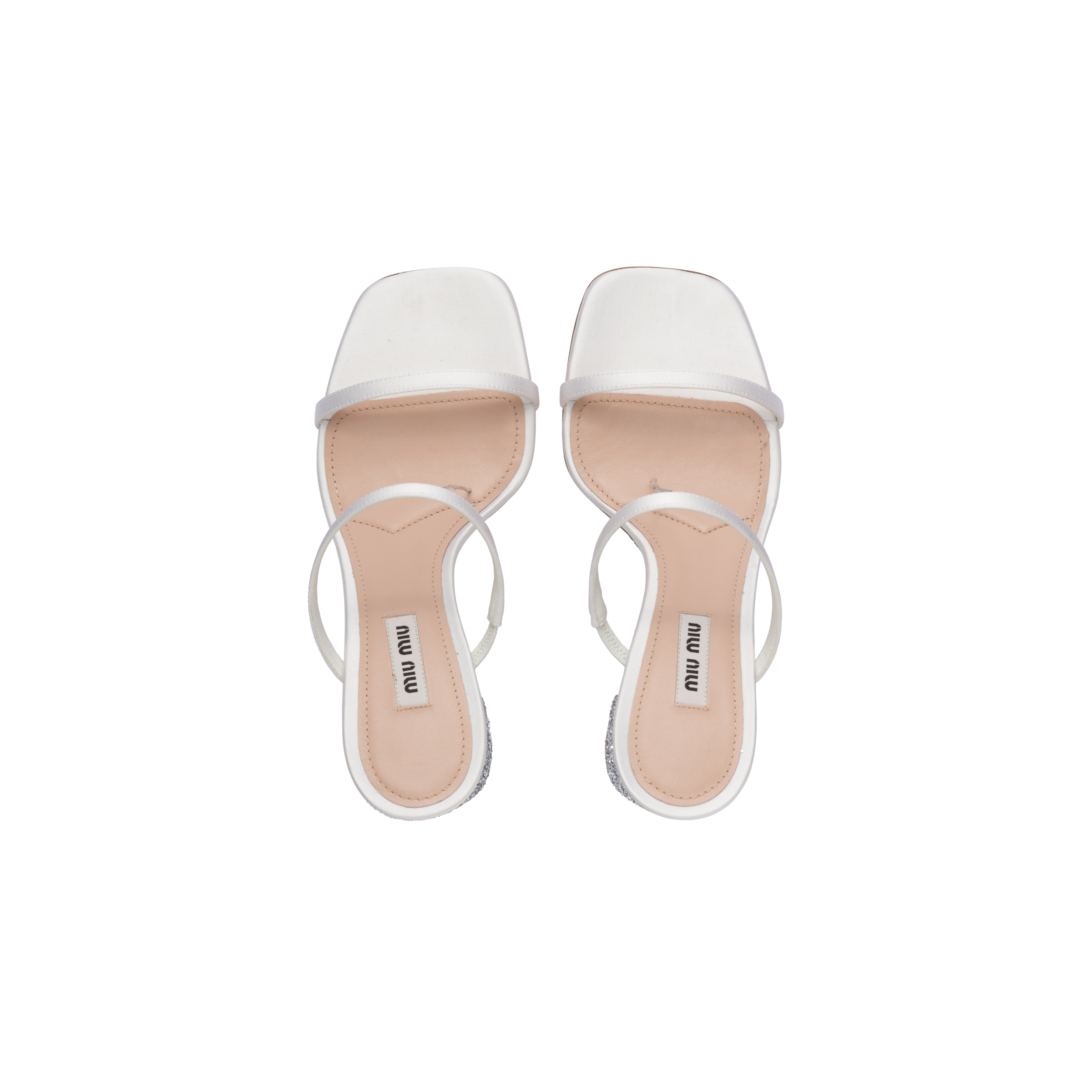 White sparkly slides top