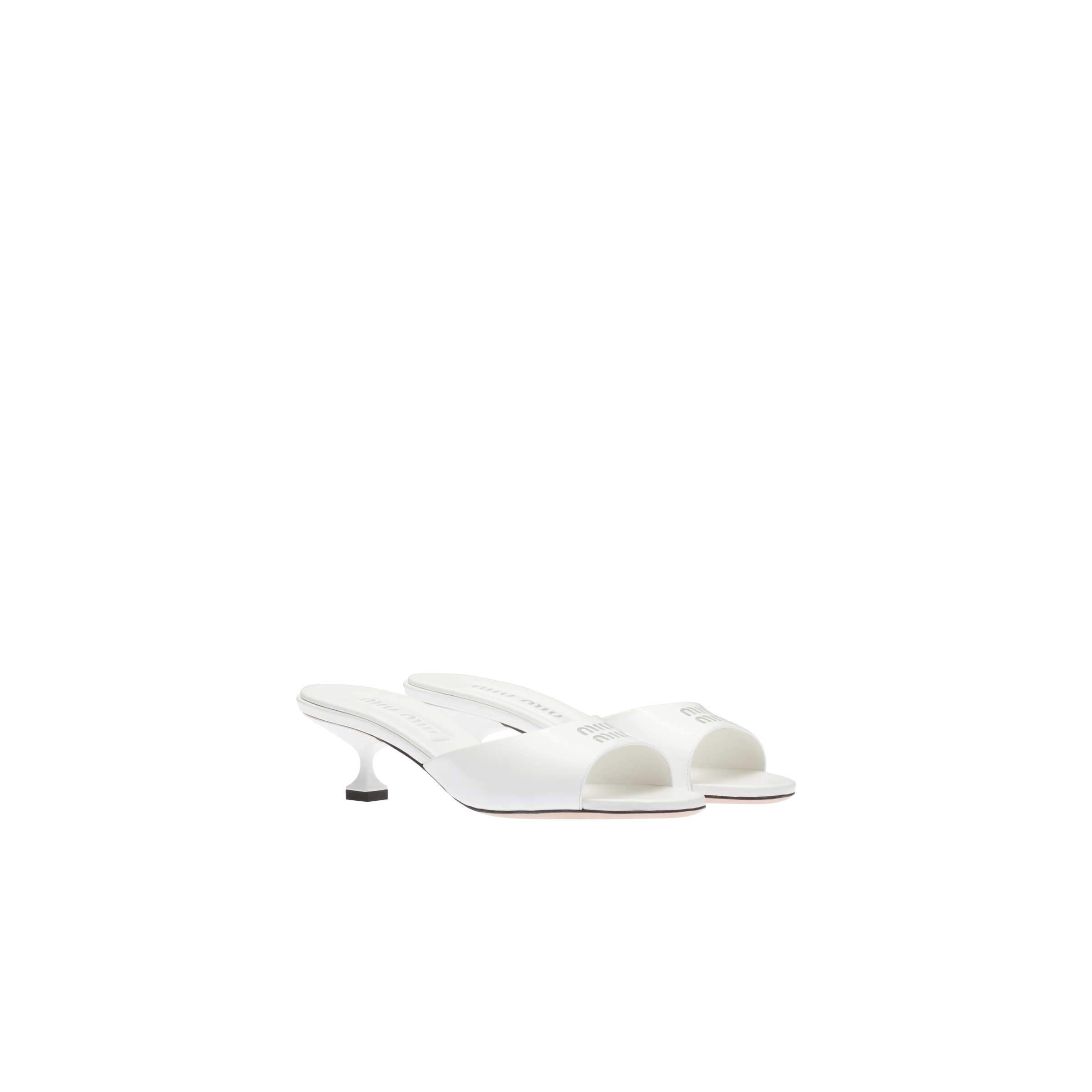 Miu Miu Patent Leather Sandals In White | ModeSens