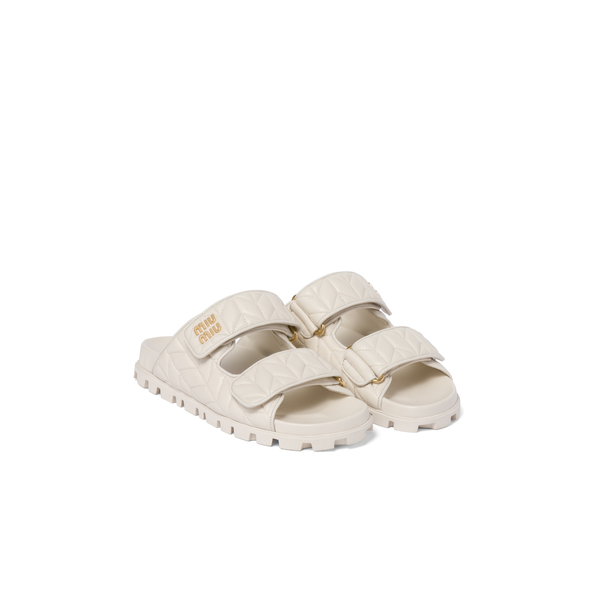 Miu Miu Mules En Cuir Nappa Matelassé, Femme, Blanc, Taille 37