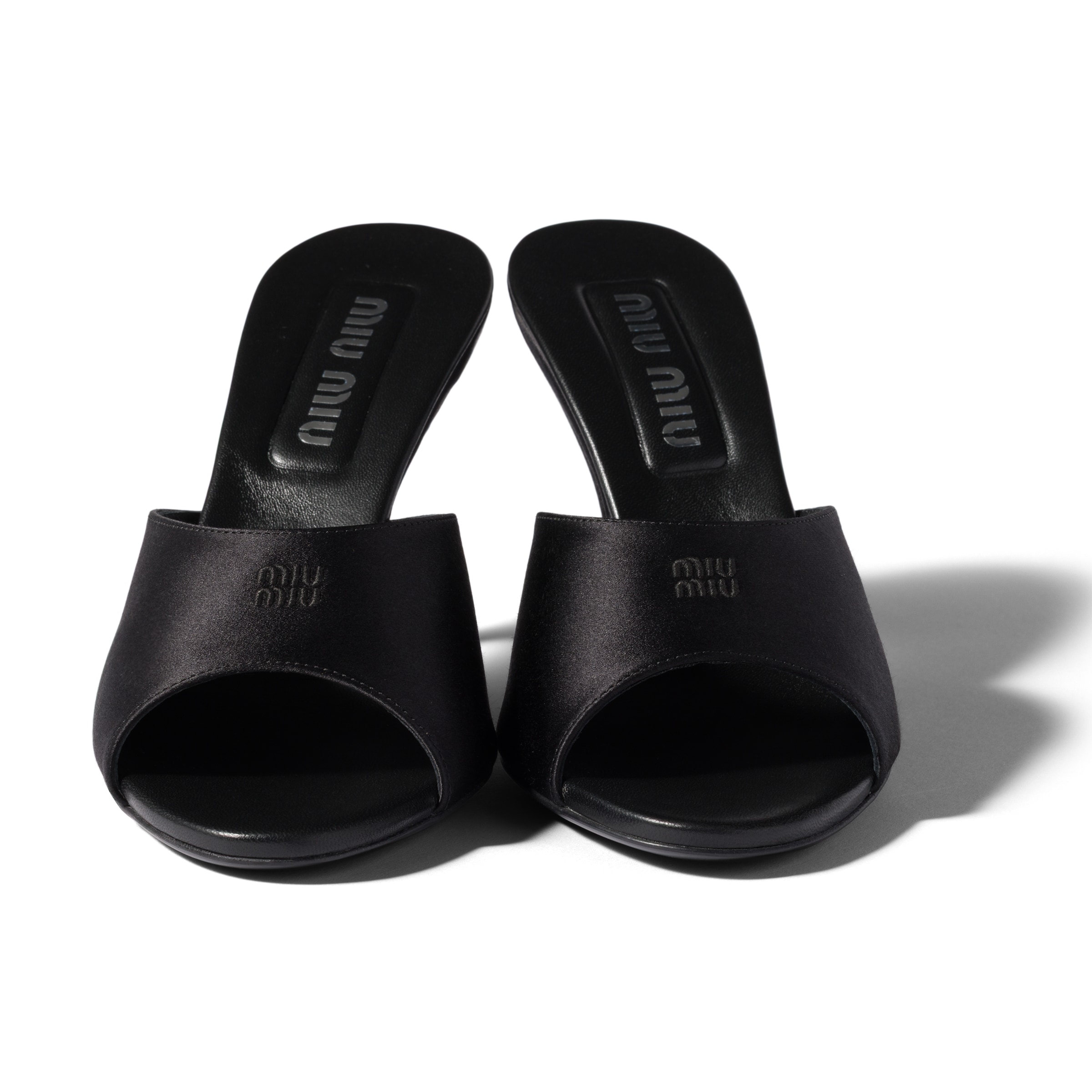 Miu Miu Satin Sandals In Black