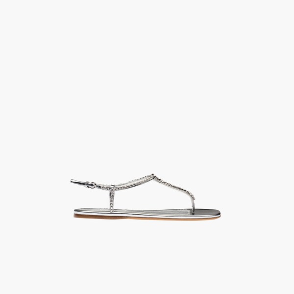 silver thong sandals flat