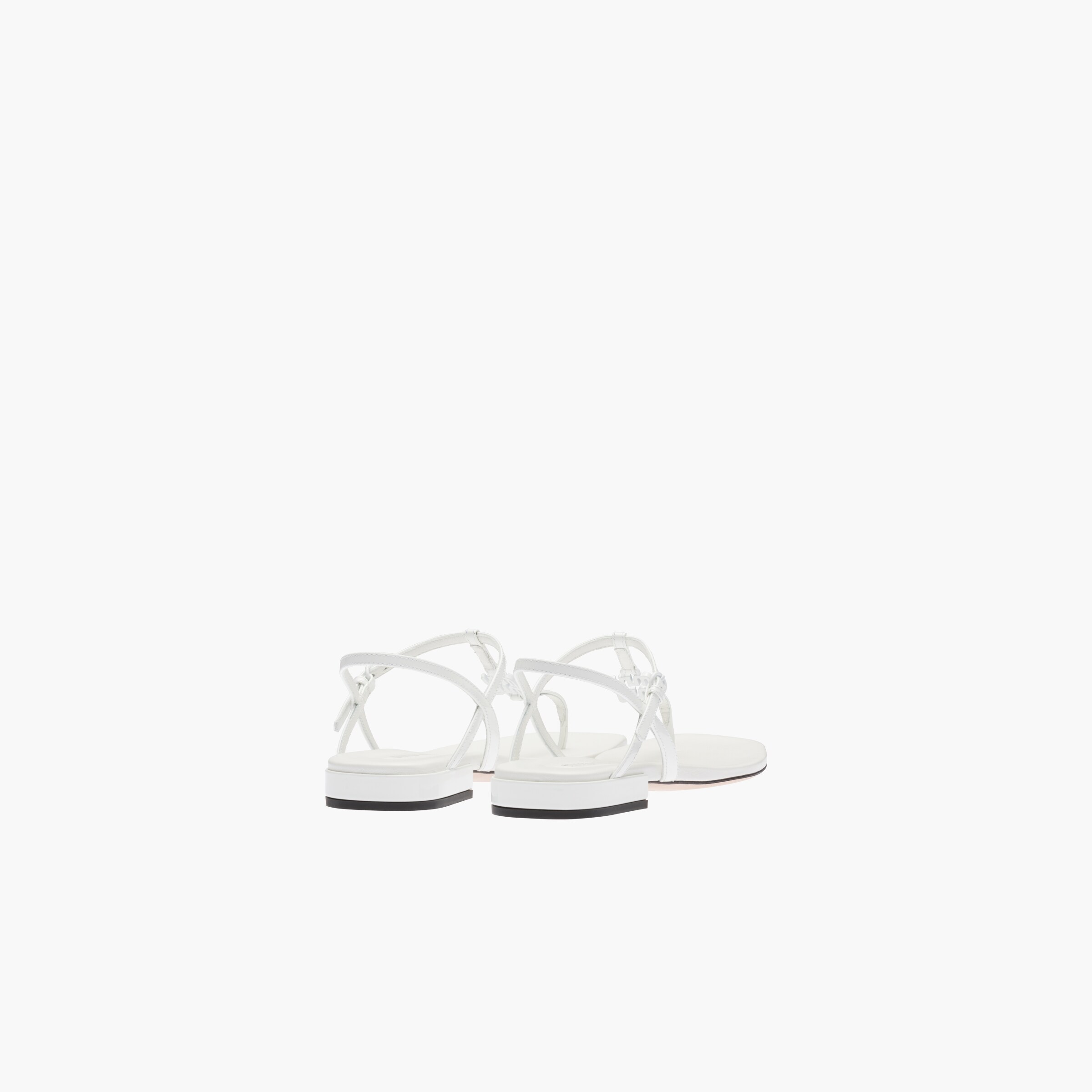 MIUMIU 26S LOW-HEEL THONG SANDALS IN WHITE CALFSKIN