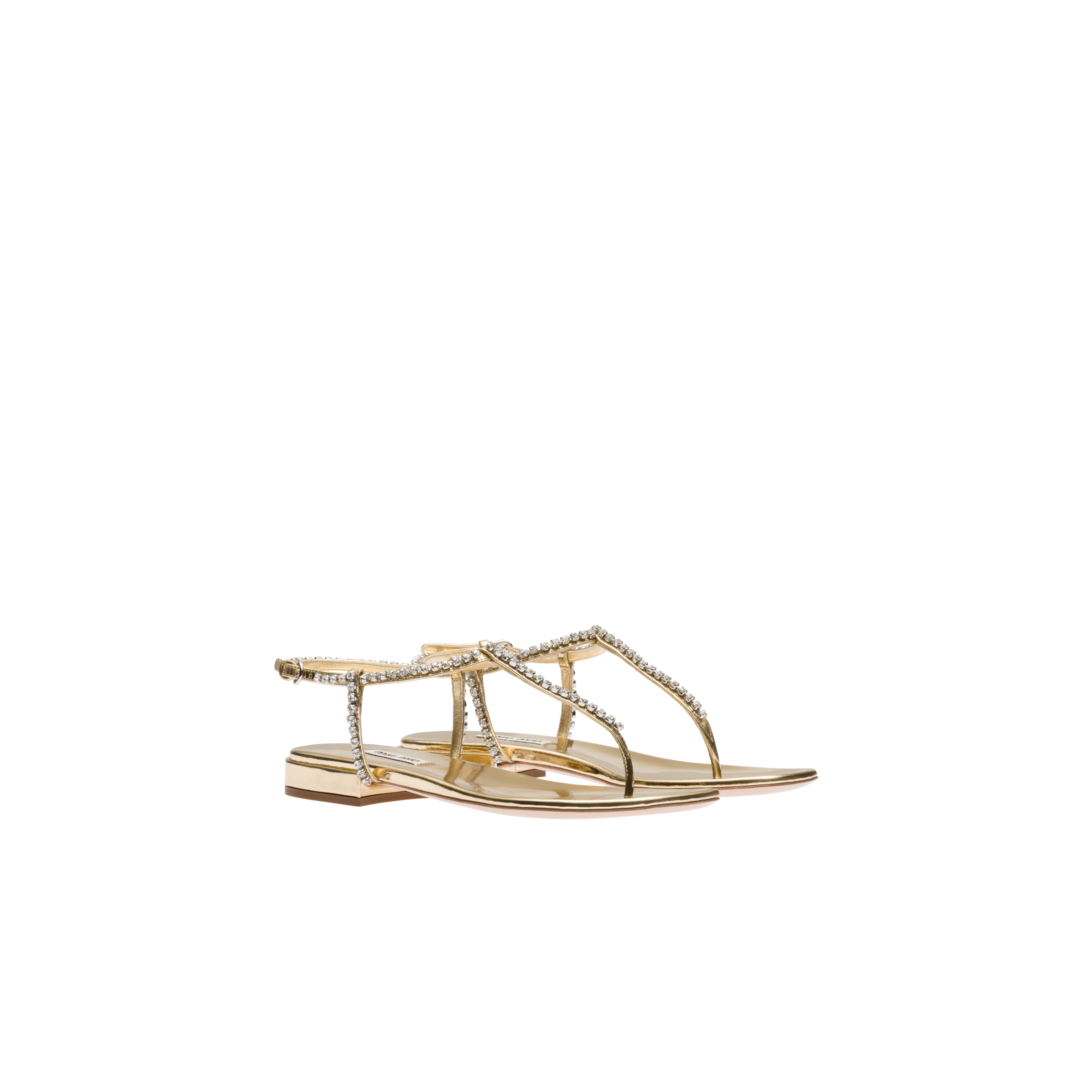 Miu Miu Metallic Leather Thong Sandals In Platinum