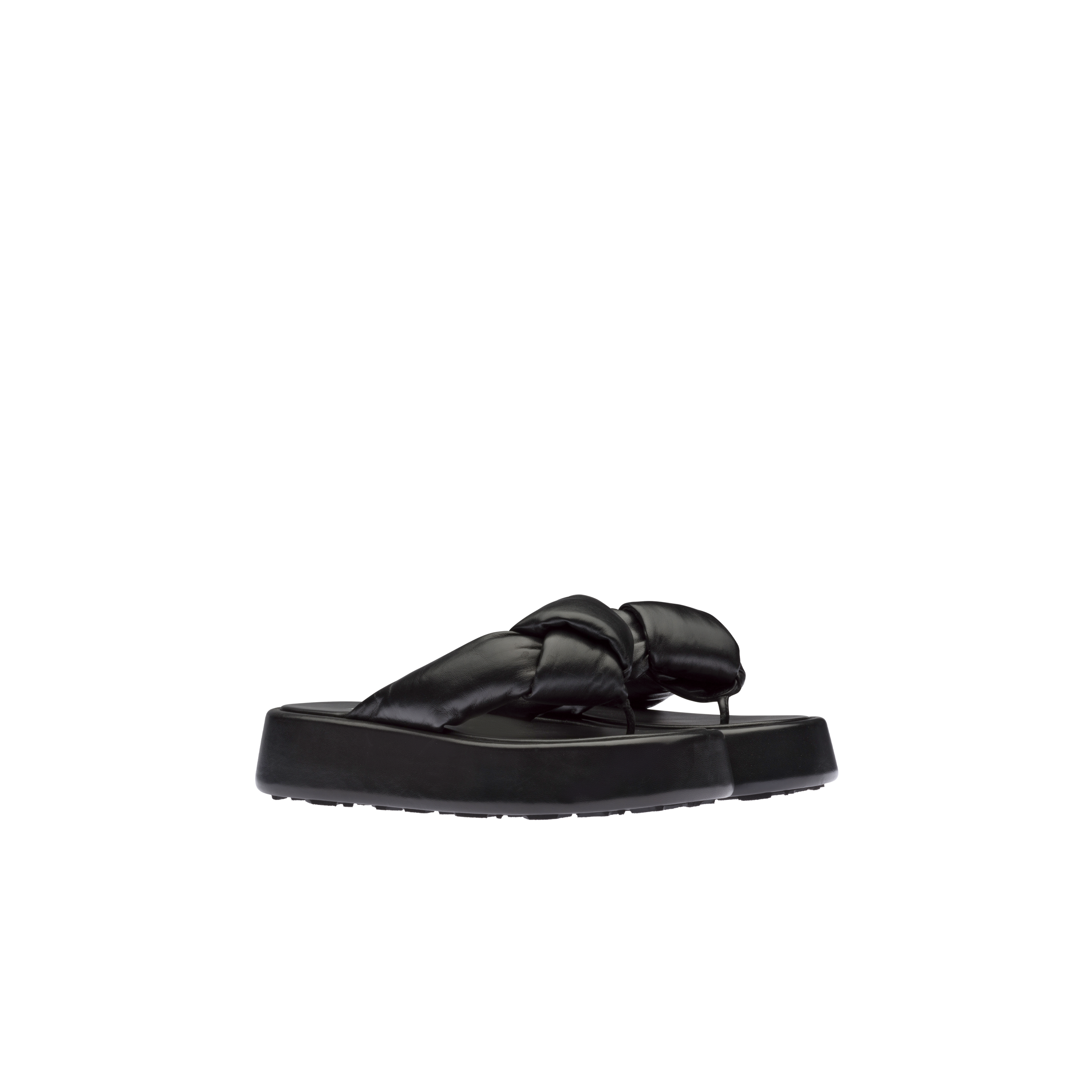 Black Padded Mordoré Nappa Leather Thong Sandals | Miu Miu