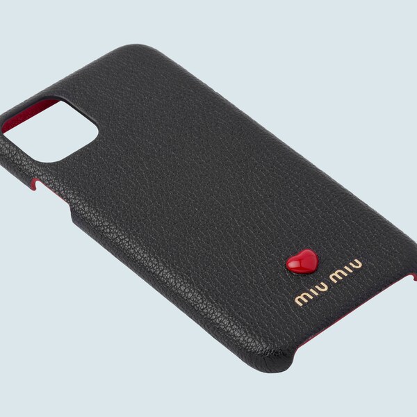 Madras Leather Iphone 11 Pro Max Case Black Miu Miu