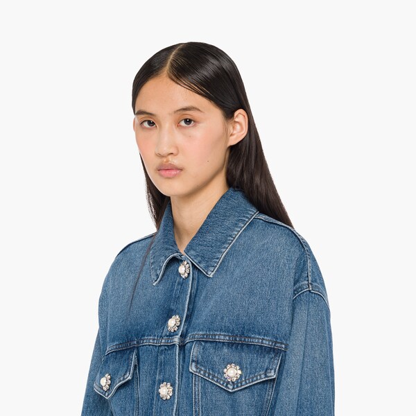Denim blouson jacket Light blue | Miu Miu