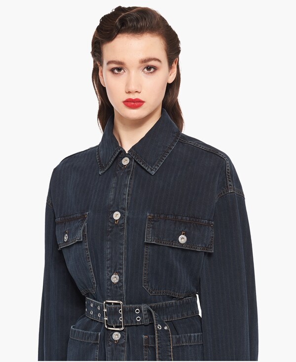 striped denim jacket